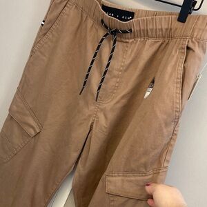 EDGAR+ ASH Khaki Cargo Joggers Cotton Elastic Drawstring Comfort Waist Stretch M